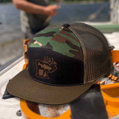 Elkfish Leather Patch 7 Panel Trucker hat