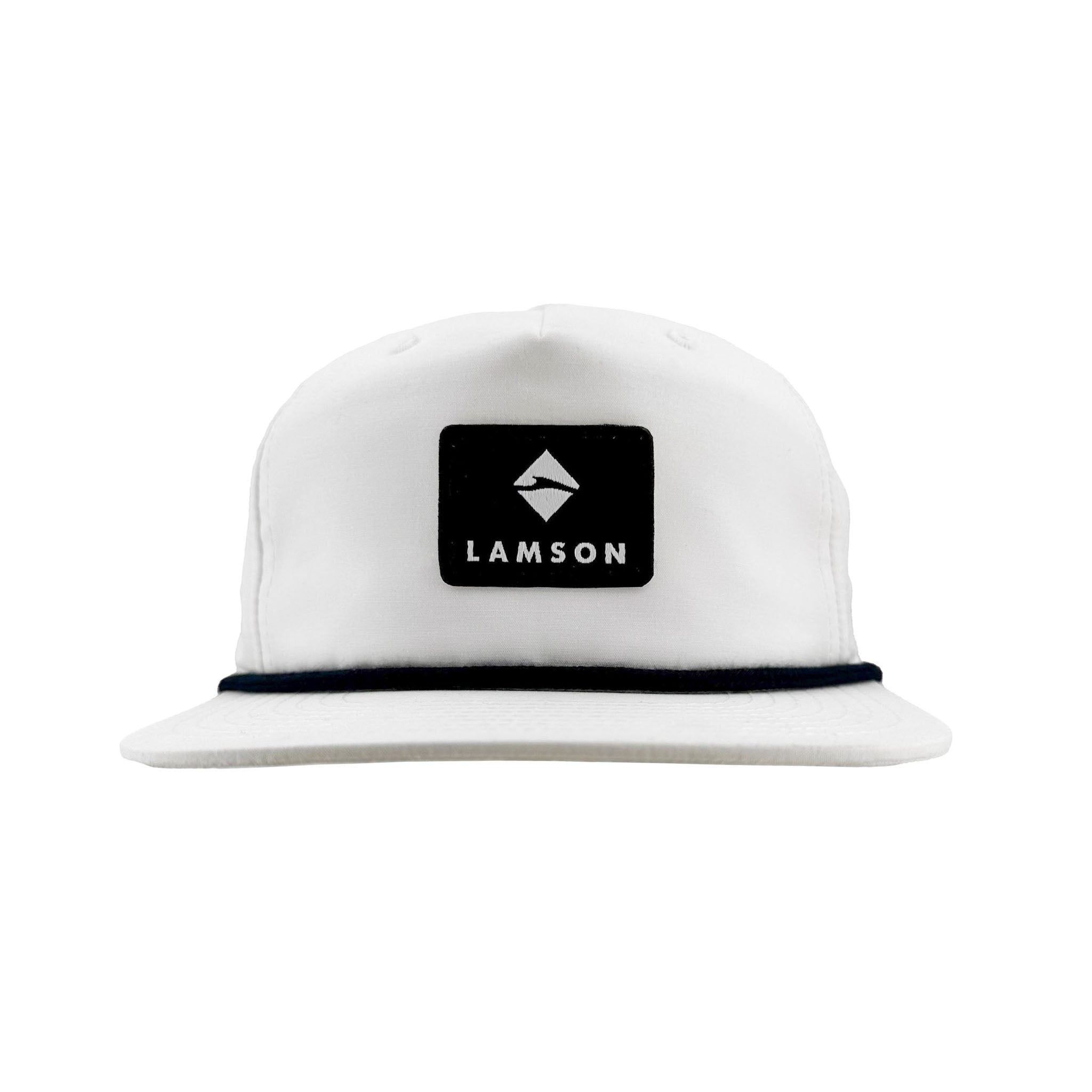 Flat Bill Rope Cap - White With Navy Rope by LAMSON